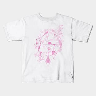 Light Pink Seven Cats In Paris Kids T-Shirt